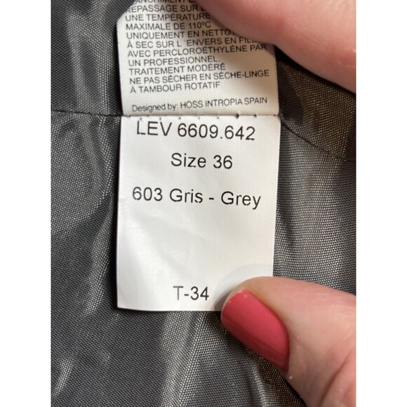 Hoss Introqia Anthropologie Made in Spain Jacket Silver Jacquard Size 36 Bow - Picture 5 of 15